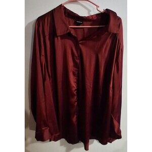 Torrid Burgundy Long Sleeve Button Up Blouse Sz 4